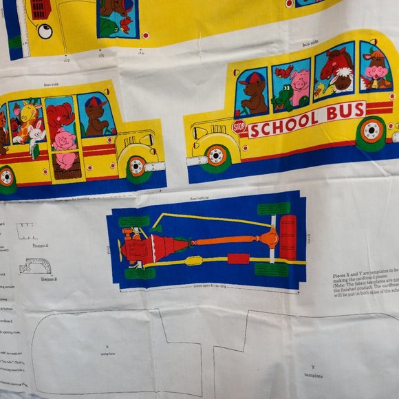 Teachers Pets School Bus Soft Sculpture Fabric Panel by Cranston - Picture 8 of 12